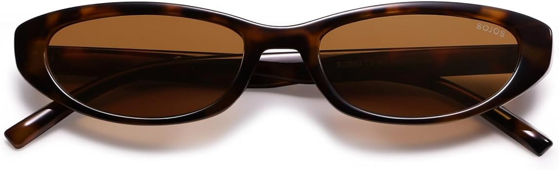 SOJOS Trendy Thin Y2k Cat Eye Polarized Sunglasses Womens Mens, 90s Small Oval Rectangle Sunnies ... | Amazon (US)