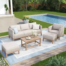 Captiva Designs 5pc outdoor patio wicker rattan cushioned conversation set with armchairs, ottoma... | Target