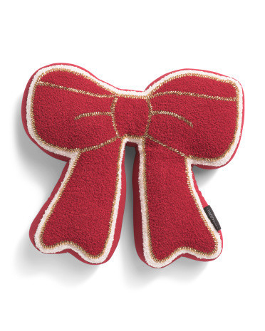 14x12 Embroidered Bow Figural Pillow | TJ Maxx