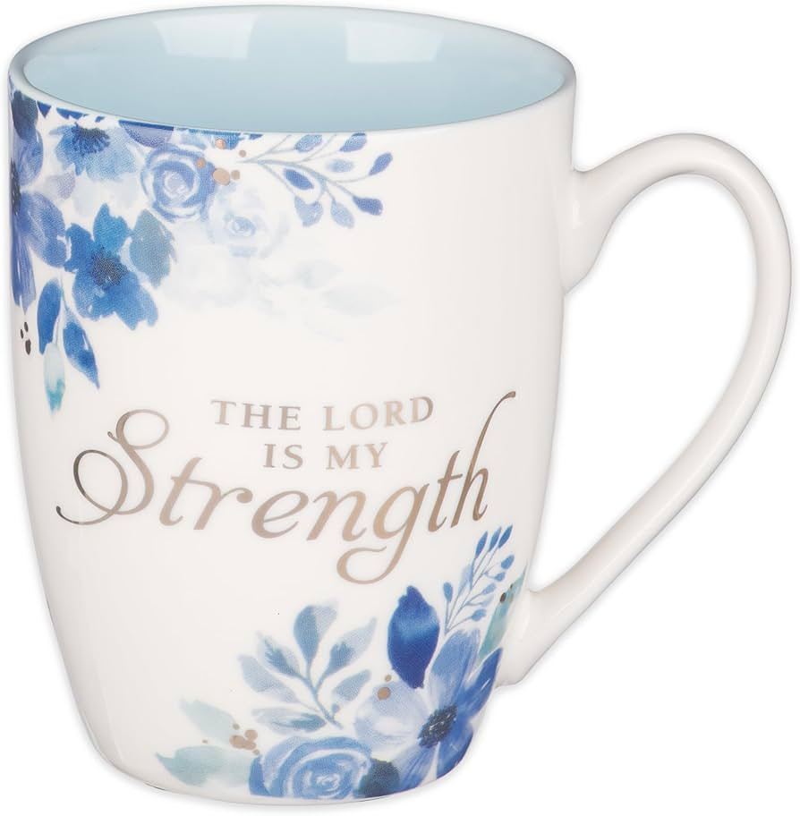 Christian Art Gifts Floral Blue Ceramic Coffee Mug – 12 oz. Lead and Cadmium-Free Non-Toxic Ins... | Amazon (US)