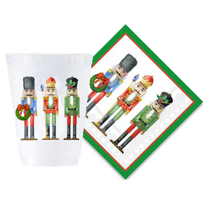 Bundle: Nutcrackers Shatterproof Cups and Cocktail Napkins | WH Hostess Social Stationery
