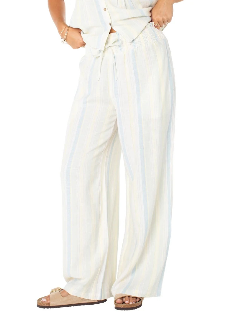 Celebrity Pink Women's Stripe Pull On Wide Leg Beach Pant, Sizes XS-XXXL | Walmart (US)