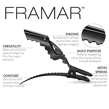 FRAMAR Black Alligator Clips For Hair Styling 10 Pack – Professional Alligator Hair Clips For W... | Amazon (US)
