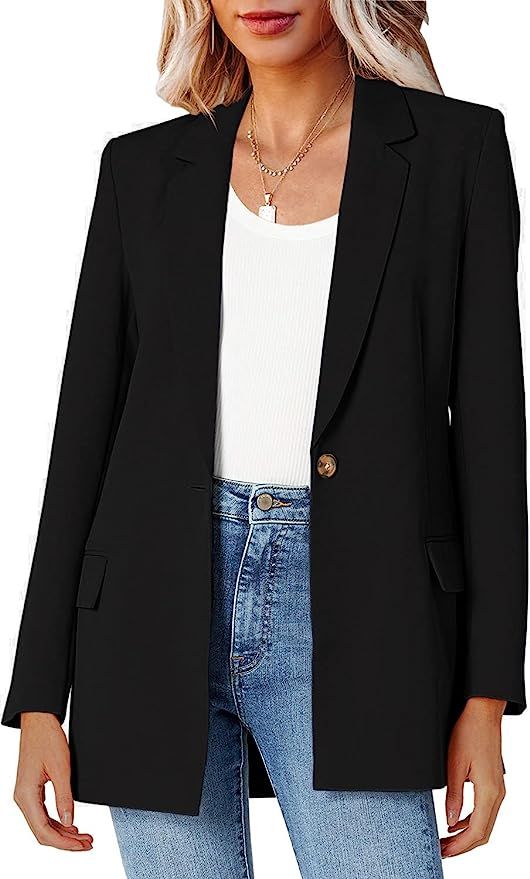 Womens Oversized Casual Blazers Open Front Long Sleeve Work Office Jackets Blazer | Amazon (US)