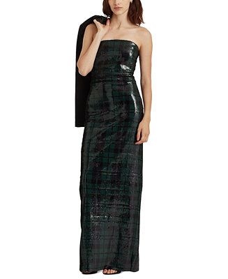 Lauren Ralph Lauren Sequined Tartan Gown & Reviews - Dresses - Women - Macy's | Macys (US)