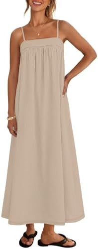 MEROKEETY Women's Boho Maxi Dresses 2026 Spaghetti Straps Spring Summer Sundress Casual Beach Vac... | Amazon (US)