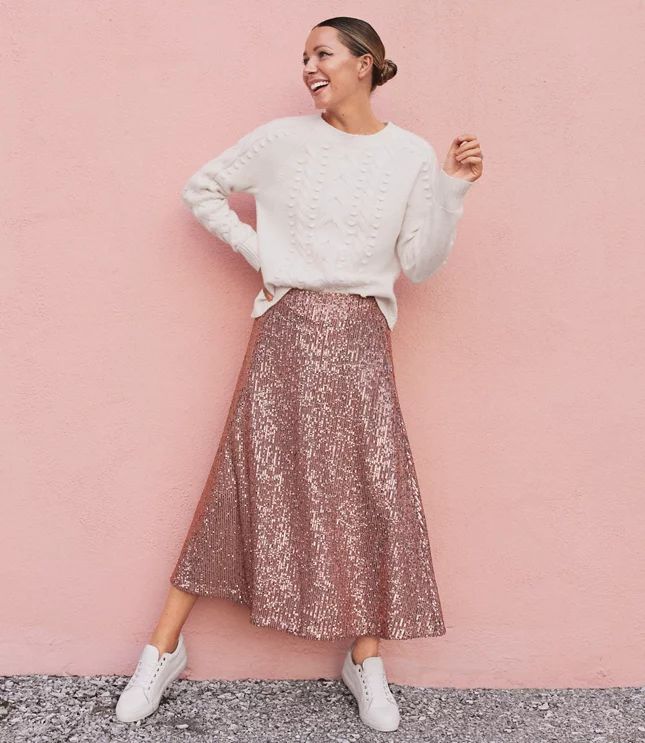 Sequin Midi Skirt | LOFT