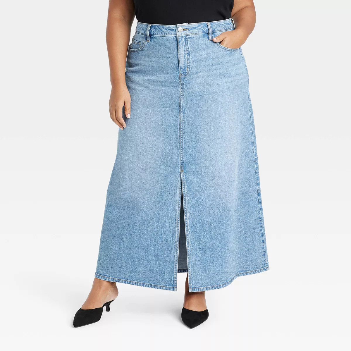 Women's Denim Maxi Skirt - Ava & Viv™ Medium Wash | Target