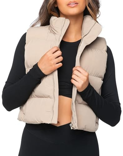 TQD Puffer Vest Women Cropped Puffer Vest Magnetic Button Sleeveless Zip Up Winter Vest For Women... | Amazon (US)