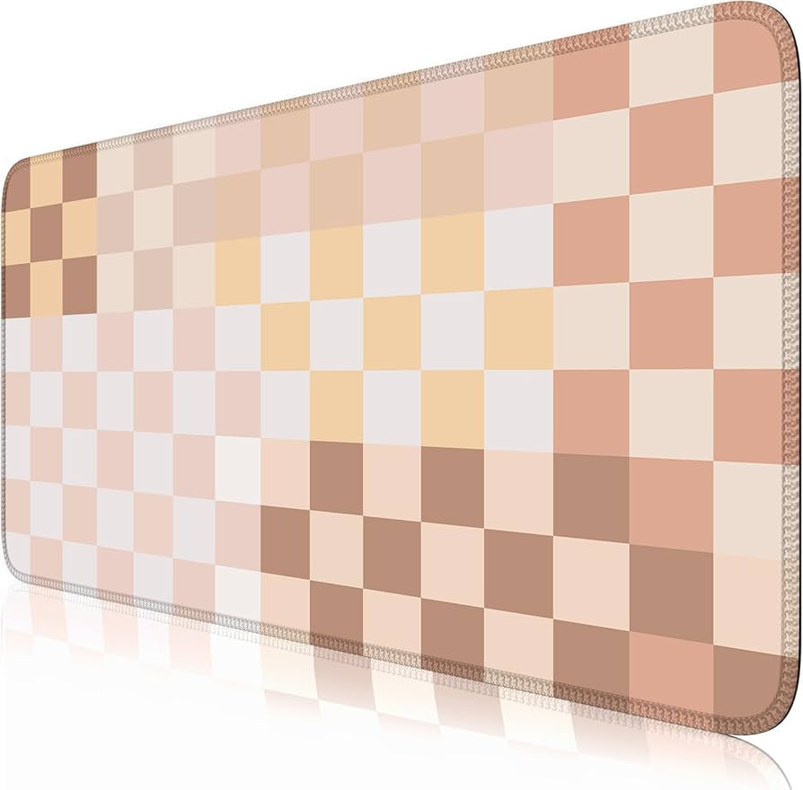 Checkered Boho Desk Mat Beige Mouse Pad XXL Large Mouse Pad with Stitched Edges, Keyboard Pad Mou... | Amazon (US)