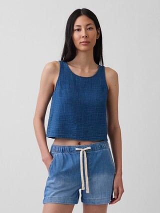 Cotton Gauze Denim Shell Tank Top | Gap (US)