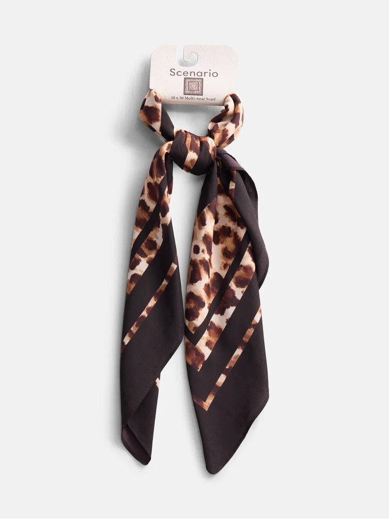 Scenario Women's Printed Square Scarf, Leopard | Walmart (US)