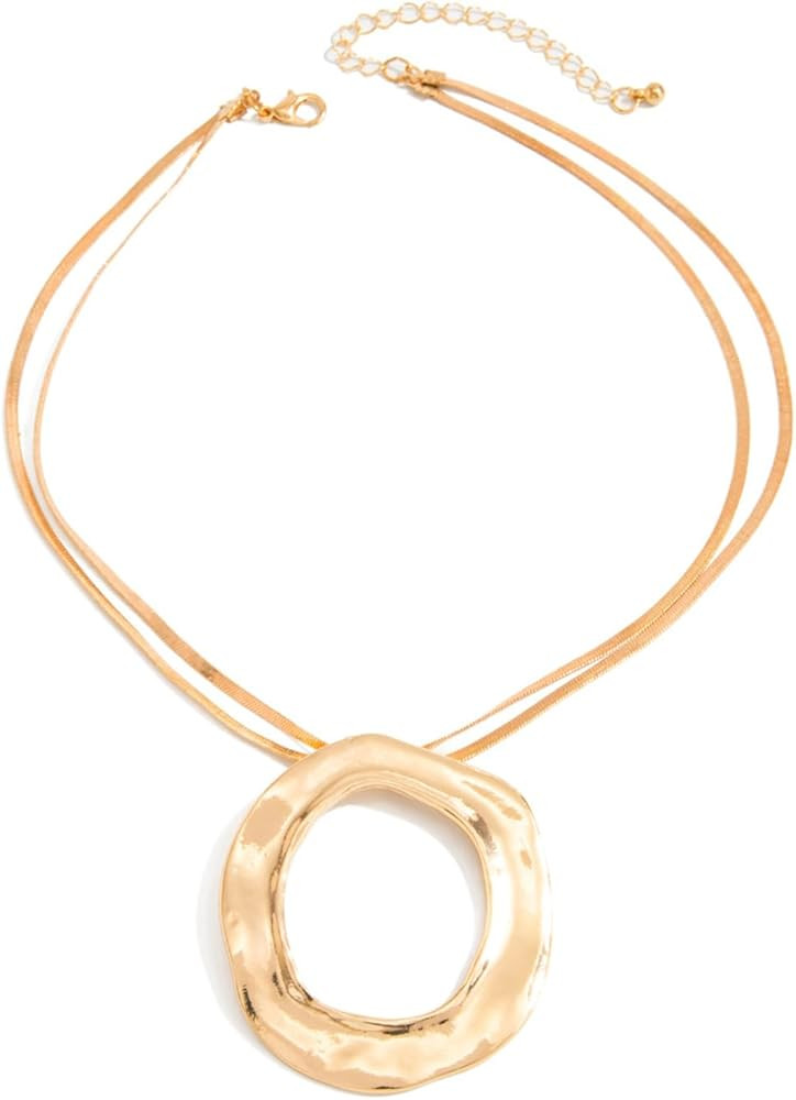 Chunky Gold Jewelry Set for Women Vintage Necklace Earrings Chunky Spiral Oval Pendant Necklace E... | Amazon (US)