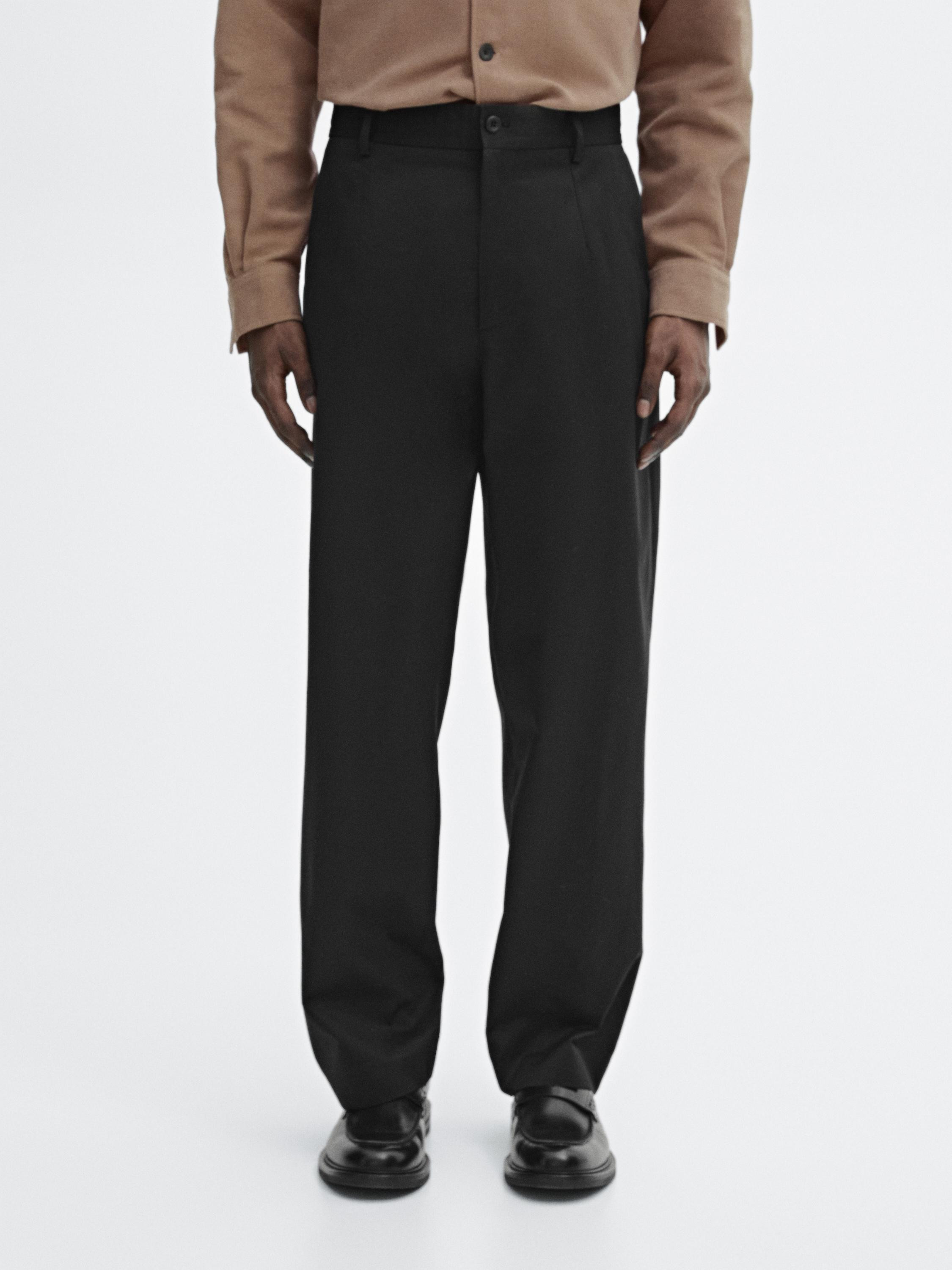 100% cotton twill relaxed fit trousers | Massimo Dutti US