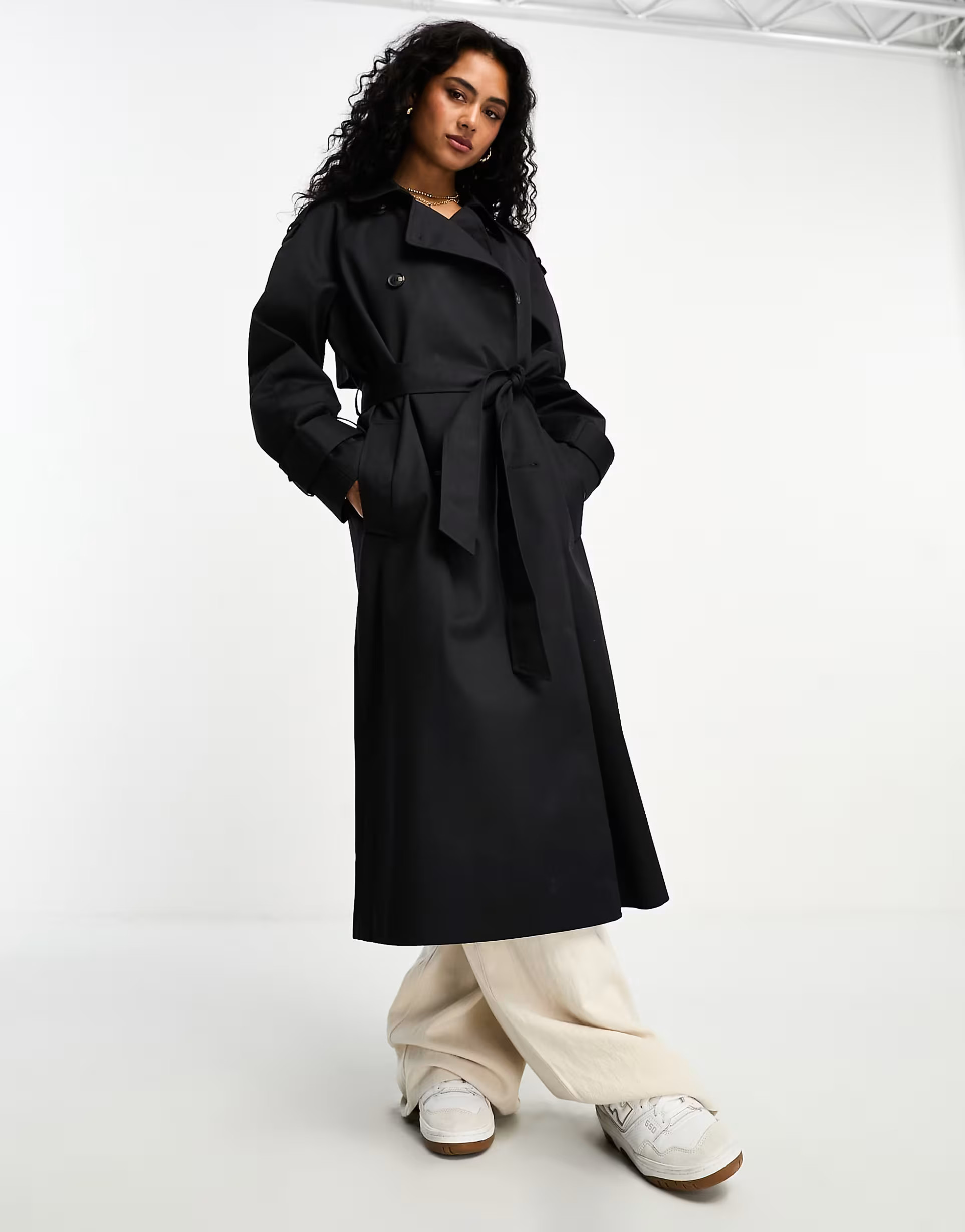 ASOS DESIGN longline trench coat in black | ASOS (Global)