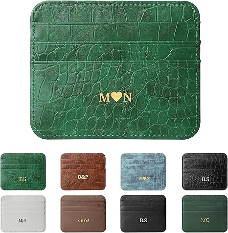 Personalized Gold Silver Initial letters Credit Card Holder Wallet for women, Cute PU Leather Ult... | Amazon (US)