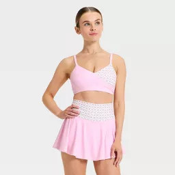 Women's Crossover Sports Bra - JoyLab™ Light Pink Polka Dot L | Target