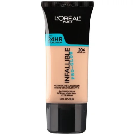 L Oreal Paris Infallible Pro-Glow Liquid Foundation Makeup SPF 15 204 Natural Buff 1 fl oz | Walmart (US)