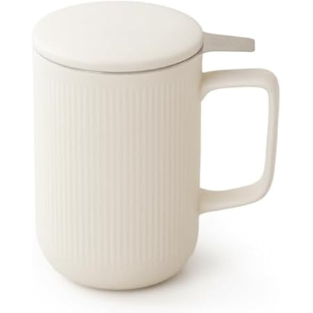 emoi 16 OZ Large Porcelain Tea Cup with Infuser and Lid, Tea Mug with Tea Strainers for Loose Tea... | Amazon (US)