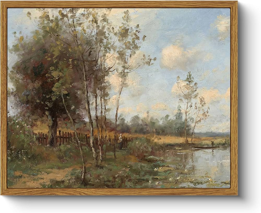 ARPEOTCY Vintage Wall Art, Rustic River Small Tree Retro Painting, Framed Art Decor Aesthetic, 9x... | Amazon (CA)