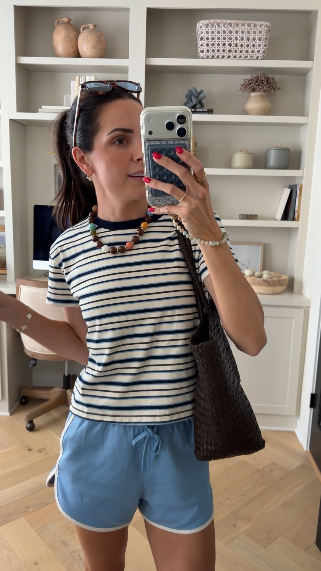 Stripe tee: true to size (S)
Shorts: tts (S) 
Flip flops: tts

Comfy outfit / mom outfit / elevated comfy outfits

#LTKootd #LTKmomlife #LTKgrwm