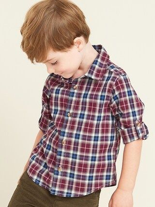 Plaid Built-In Flex Roll-Sleeve Shirt for Toddler Boys | Old Navy (US)