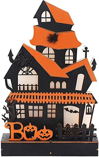 Lulu Home Halloween Tabletop Decoration, Wooden Lighted Boo Haunted House Decoration, Battery Ope... | Amazon (US)