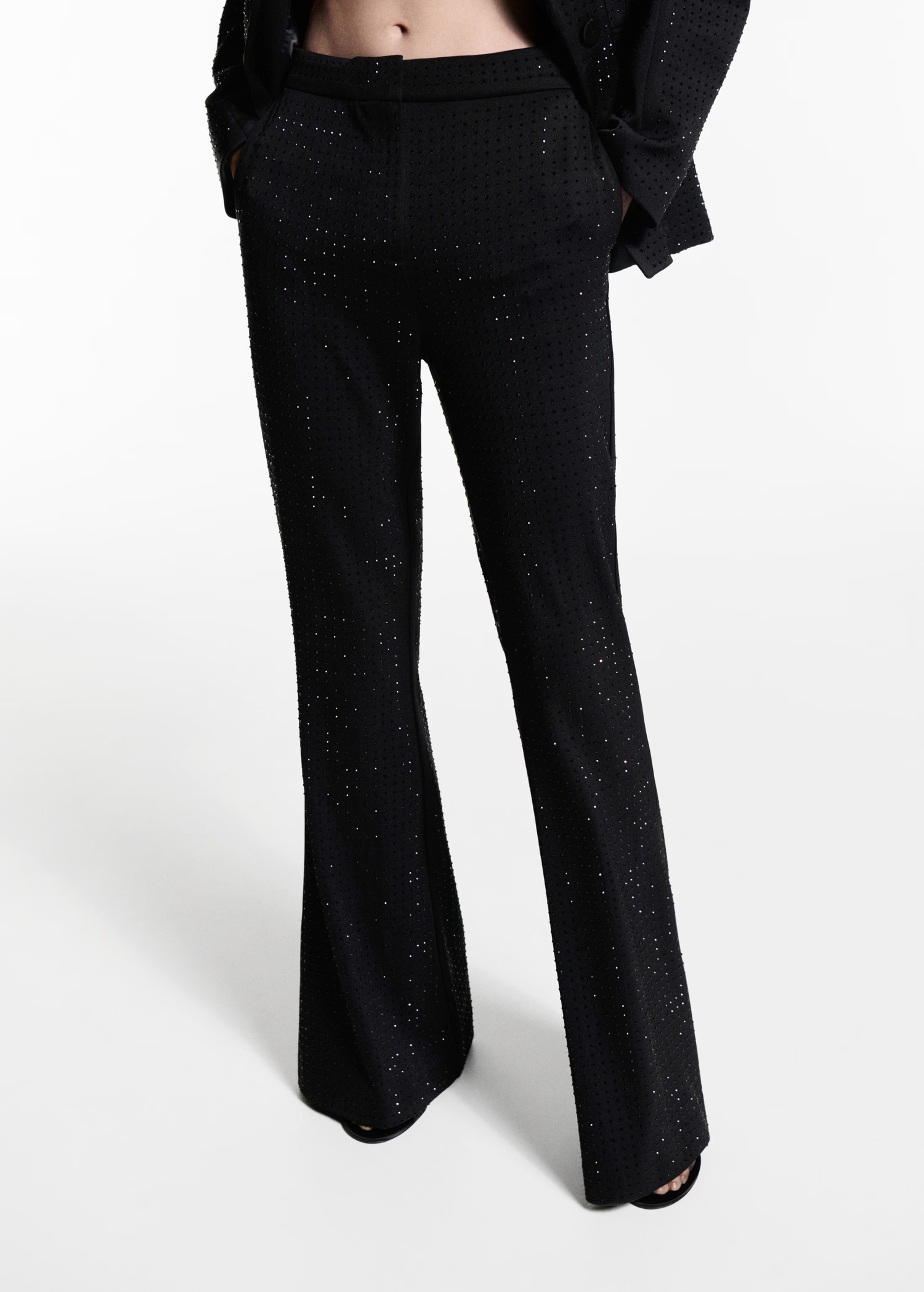 Rhinestone flared trousers - Women | MANGO United Kingdom | MANGO (UK)