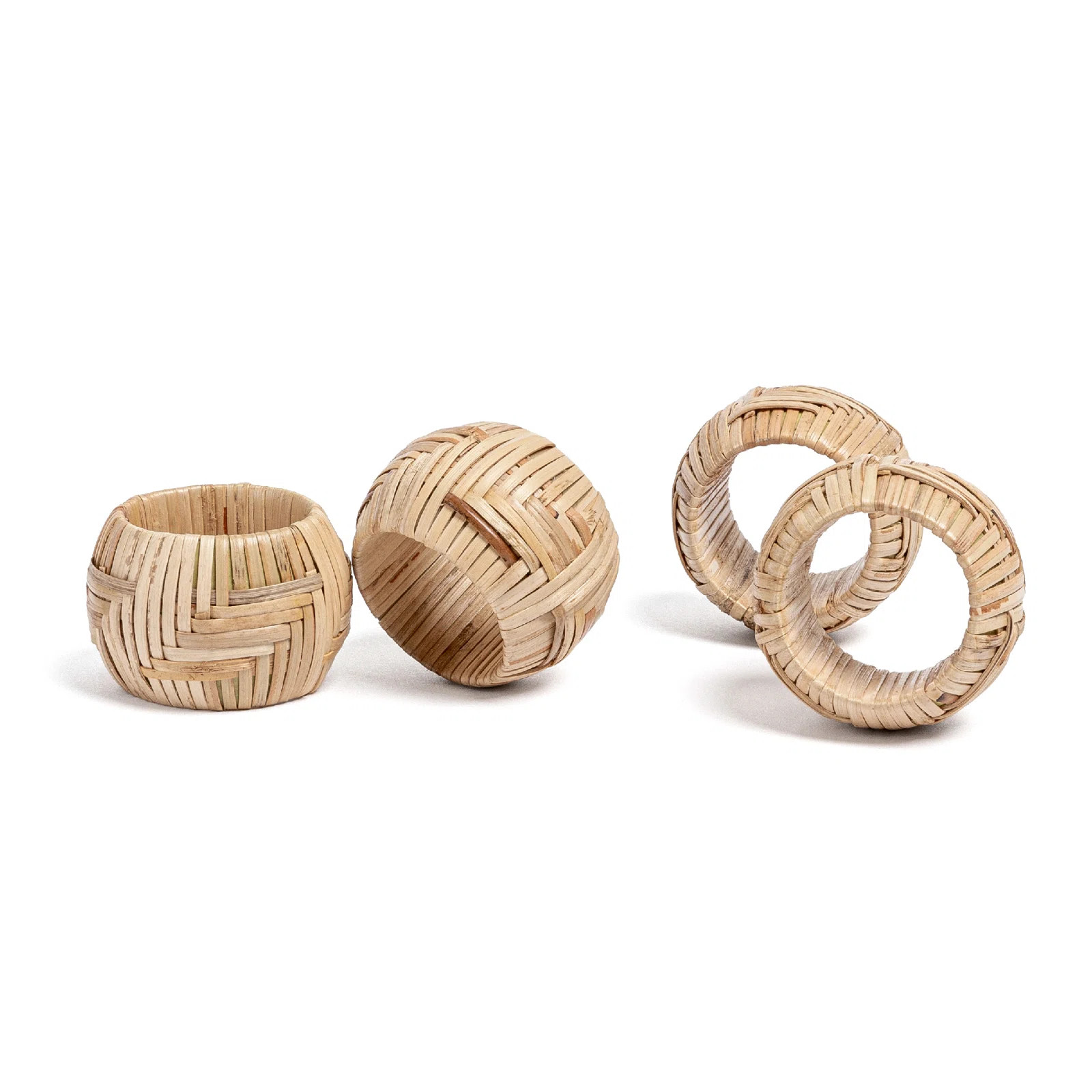 over&back Woven Wicker Napkin Ring - Set of 4 | Birch Lane