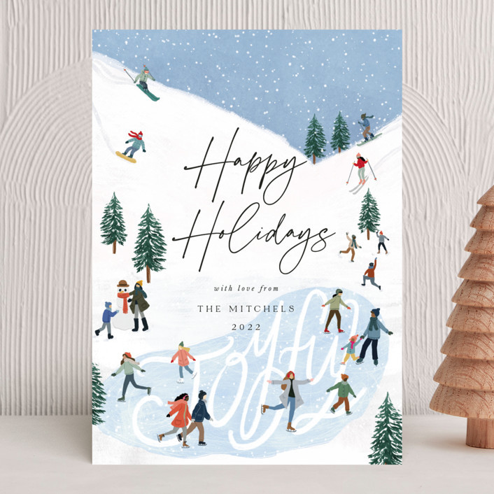 "Snow Adventure" - Customizable Holiday Cards in Blue by Elly. | Minted