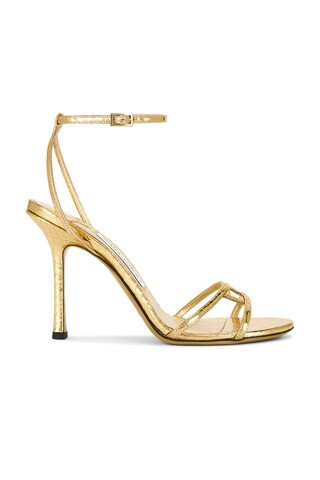 Jimmy Choo 1998 Leo 100 Sandal in Metallic Gold | FWRD 
