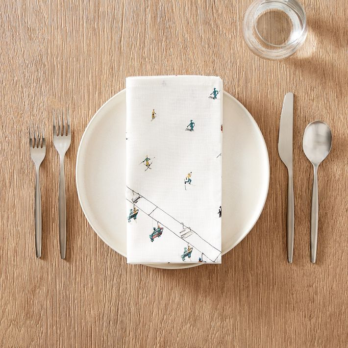 St. Jude Holiday Skier Cotton Napkin Sets | West Elm (US)