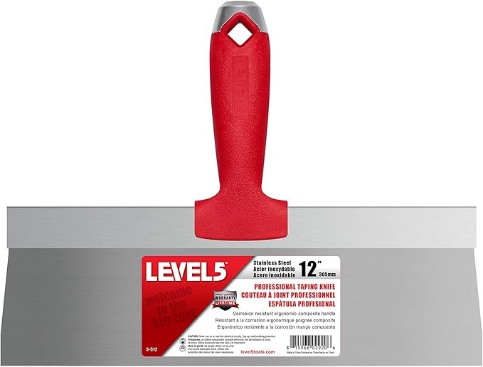 LEVEL5 12-Inch Stainless Steel Taping Knife with Solid Composite Handle | Premium quality, corros... | Amazon (US)