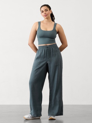 Retreat Linen Mid Rise Wide Leg Pant | Athleta