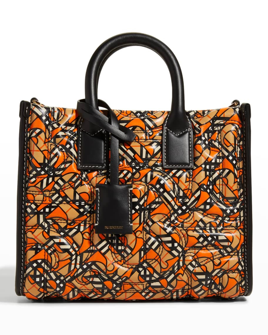 Burberry Freya Heritage Check & TB Monogram Tote Bag | Neiman Marcus