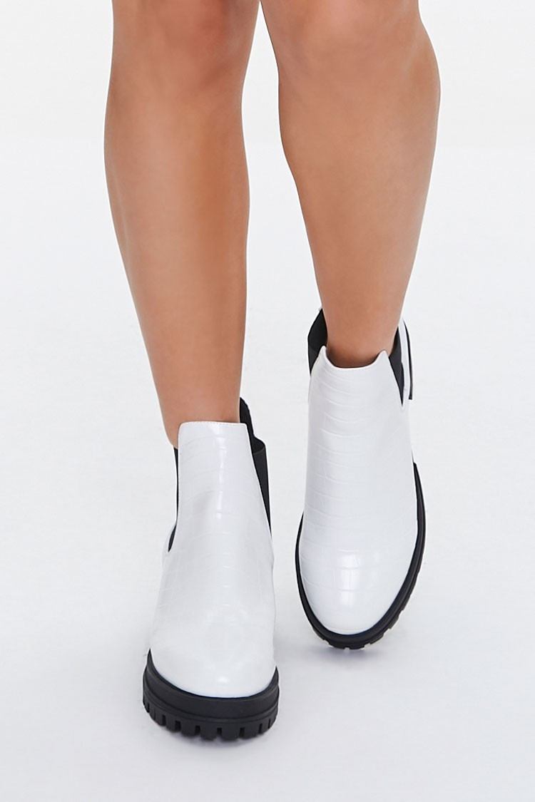 Faux Croc Leather Chelsea Boots | Forever 21 (US)