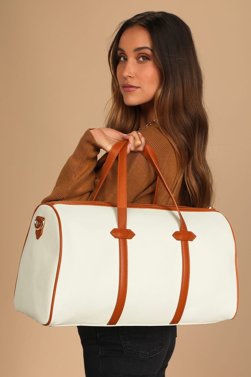Next Destination Ivory and Camel Weekender Bag | Lulus (US)