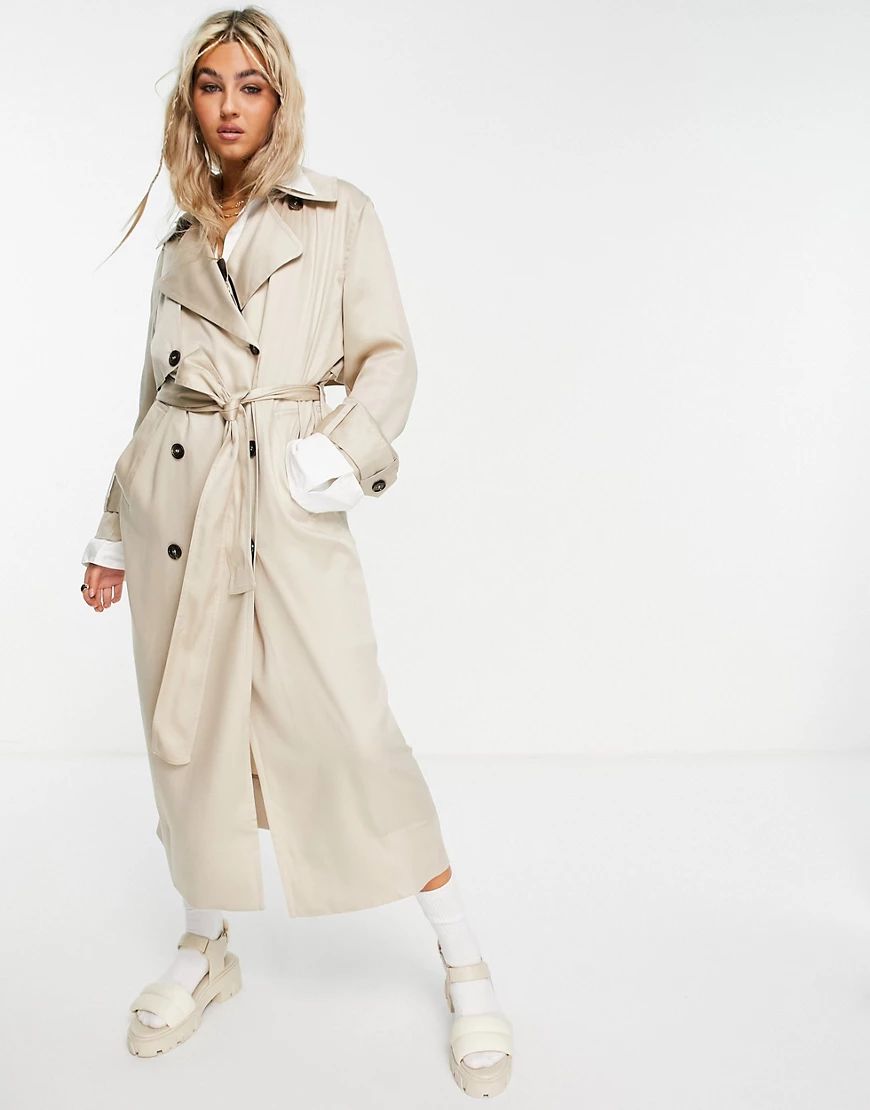 Weekday Cassidy Tencel trench coat in cream-White | ASOS (Global)