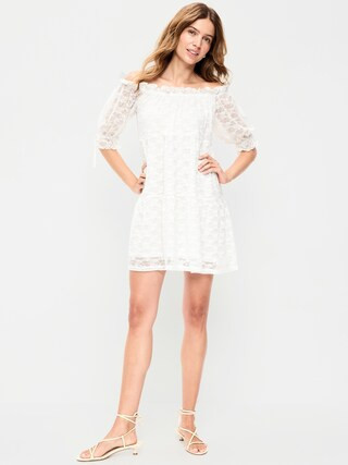 Off-The-Shoulder Lace Mini Dress | Old Navy (US)