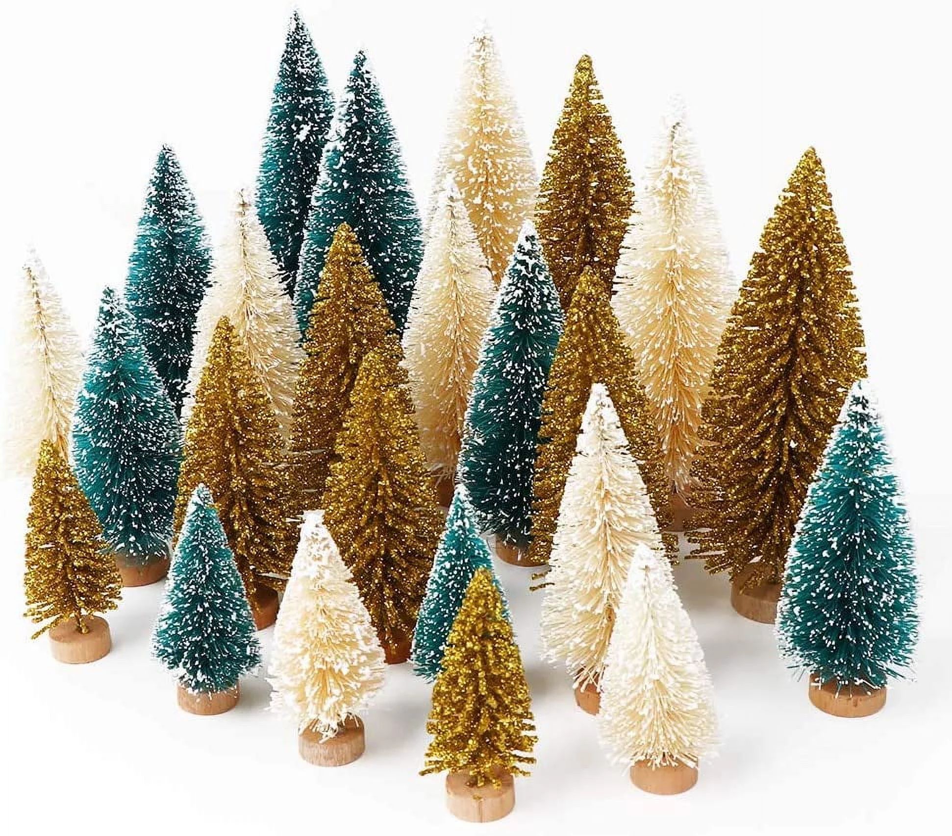 Ayieyill 30PCS Artificial Mini Christmas Trees, Upgrade Sisal Pine Trees with Wood Base Bottle Br... | Walmart (US)