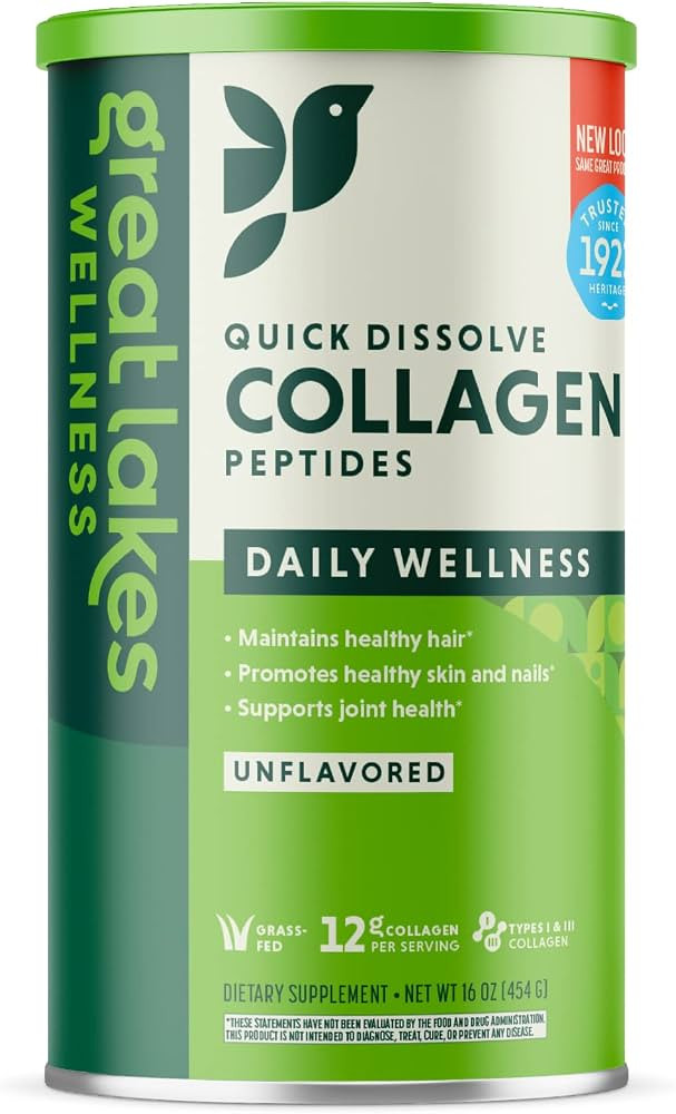 Great Lakes Wellness Collagen Peptides Powder Supplement for Skin Hair Nail Joints - Unflavored -... | Amazon (US)