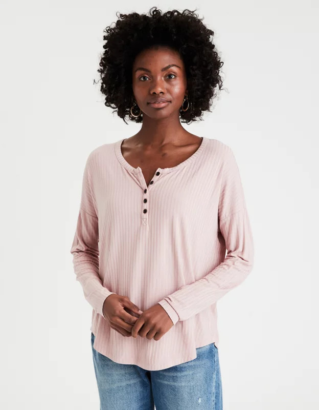AE Long Sleeve Henley T-Shirt | American Eagle Outfitters (US & CA)