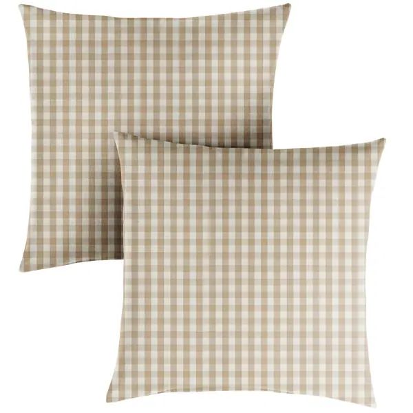 Beige White Check Knife Edge Square Pillows (Set of 2) by Havenside Home | Bed Bath & Beyond