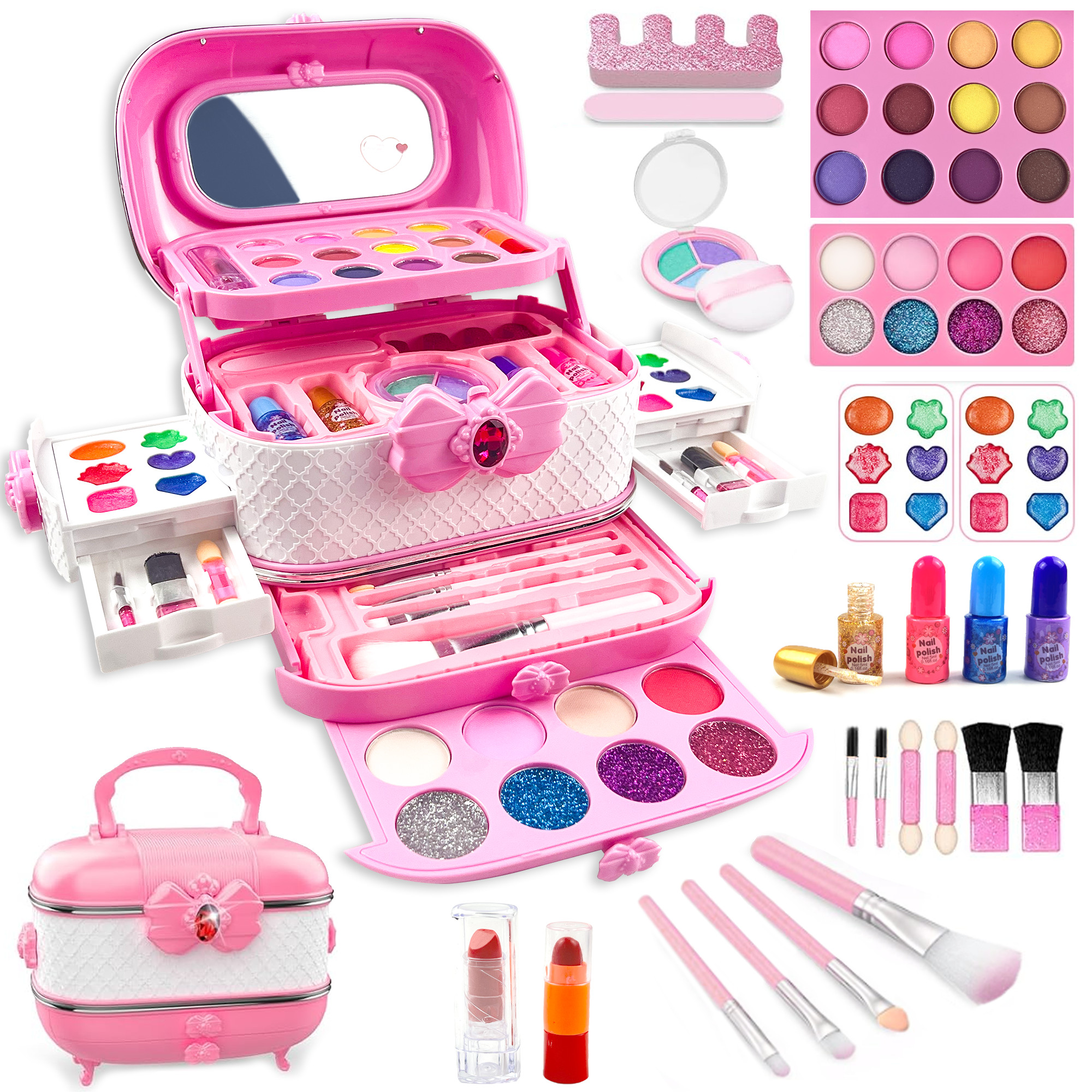 Richgv Girls Makeup Toys Kit, 57 Pcs Pretend Play Makeup Toys for Kids with Real Cosmetic, Kids M... | Walmart (US)