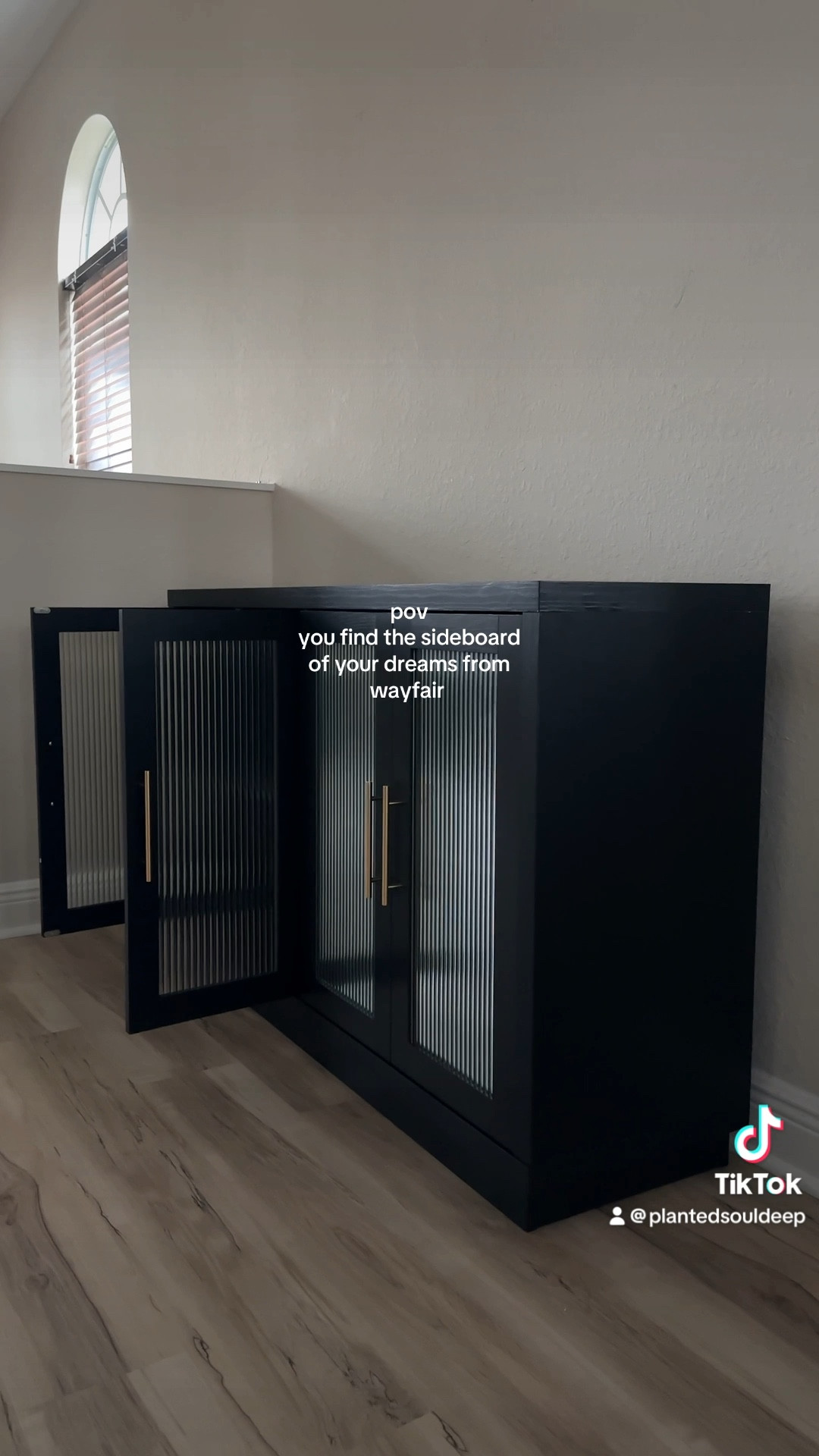 this black ribbed glass sideboard from wayfair fits my dining room nook so perfectly 

#LTKHome #LTKU #LTKVideo
