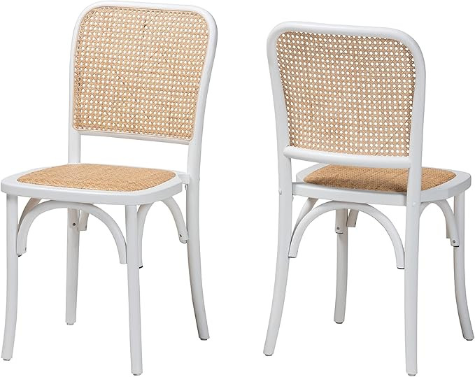 Baxton Studio Neah Dining Chairs, 2-Piece, White/Natural Brown | Amazon (US)