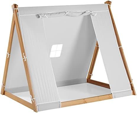 P'kolino Teepee Tent Twin Bed - Natural Frame, Grey Tent, Children’s Bedroom Furniture | Amazon (US)