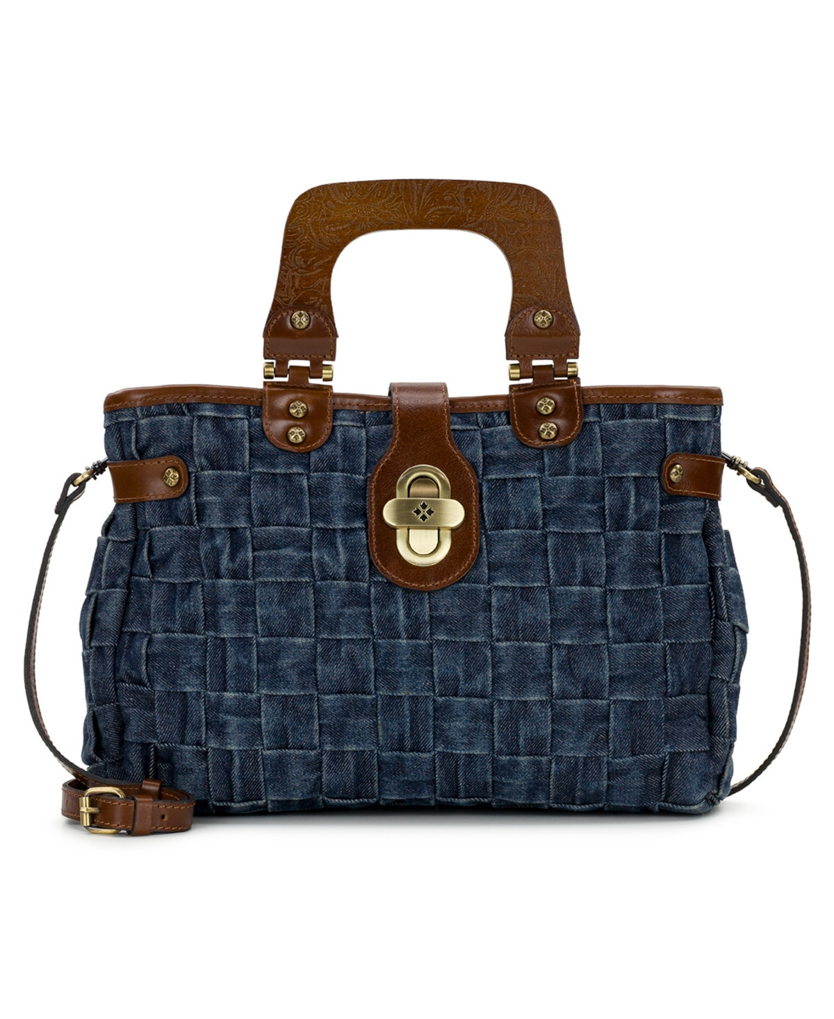 Patricia Nash Sancia Washed Woven Denim Large Satchel Bag - Woven Denim Stonewashed | Macy's