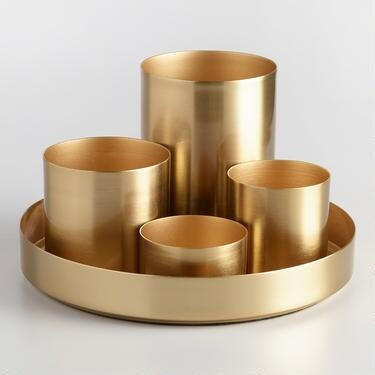 Gold 4 Cup Kiara Desk Organizer with Tray | World Market