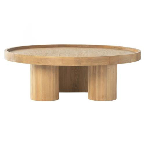 Skyler Rustic Lodge Natural Wood Round Coffee Table | Kathy Kuo Home